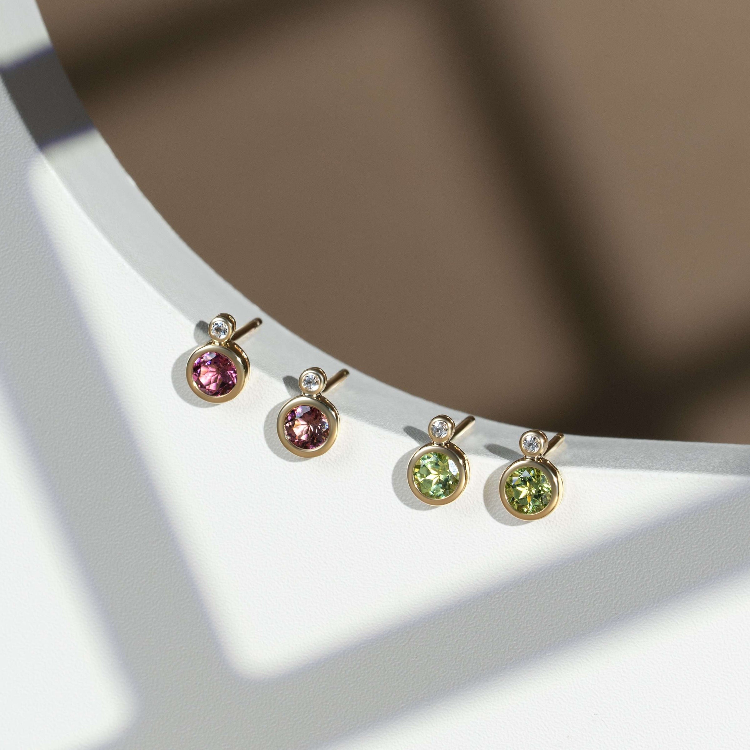 135E1920-01-Modern-Classic-9K-Yellow-Gold-Round-Pink-Tourmaline-&-Diamond-Stud-Earrings