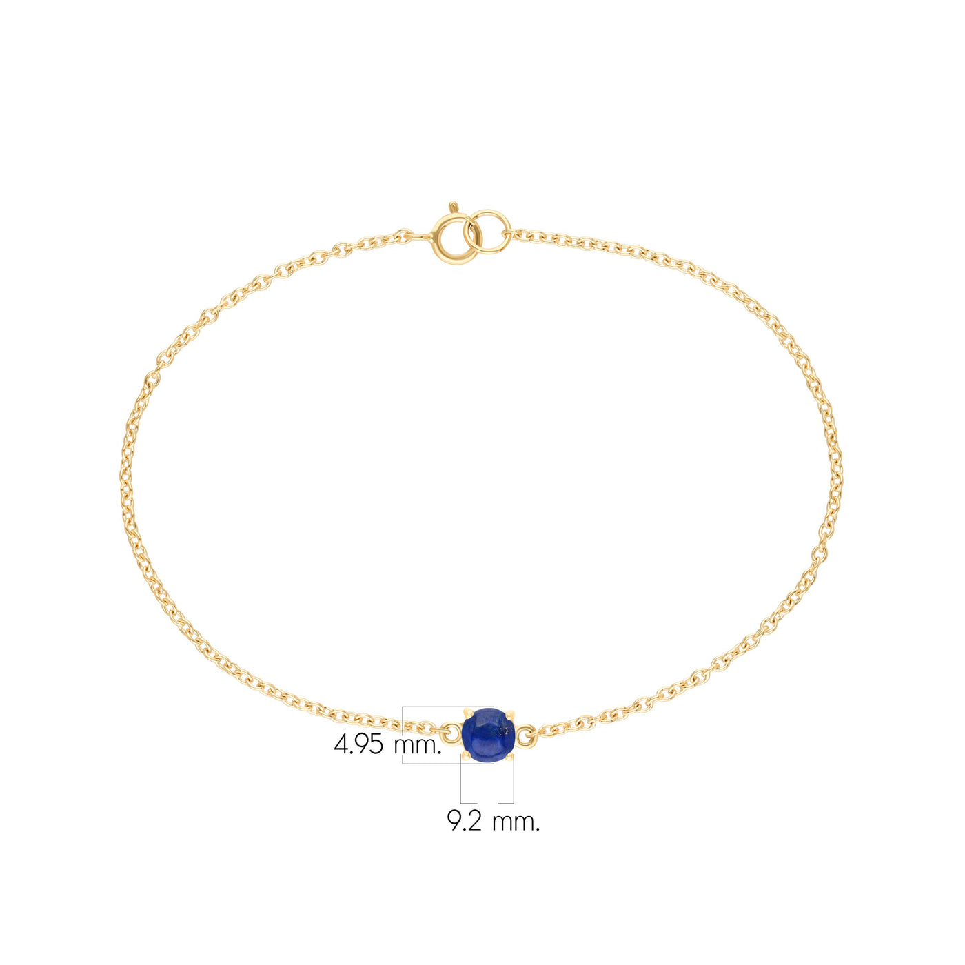 9K Gold Classic Round Lapis Lazuli Four Claws Chain Bracelet