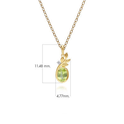 O Leaf จี้สร้อยคอทองคำ 9K ประดับด้วยจี้เพอริดอท (Peridot) และโทแพซ (Topaz) ดีไซน์กิ่งใบมะกอก