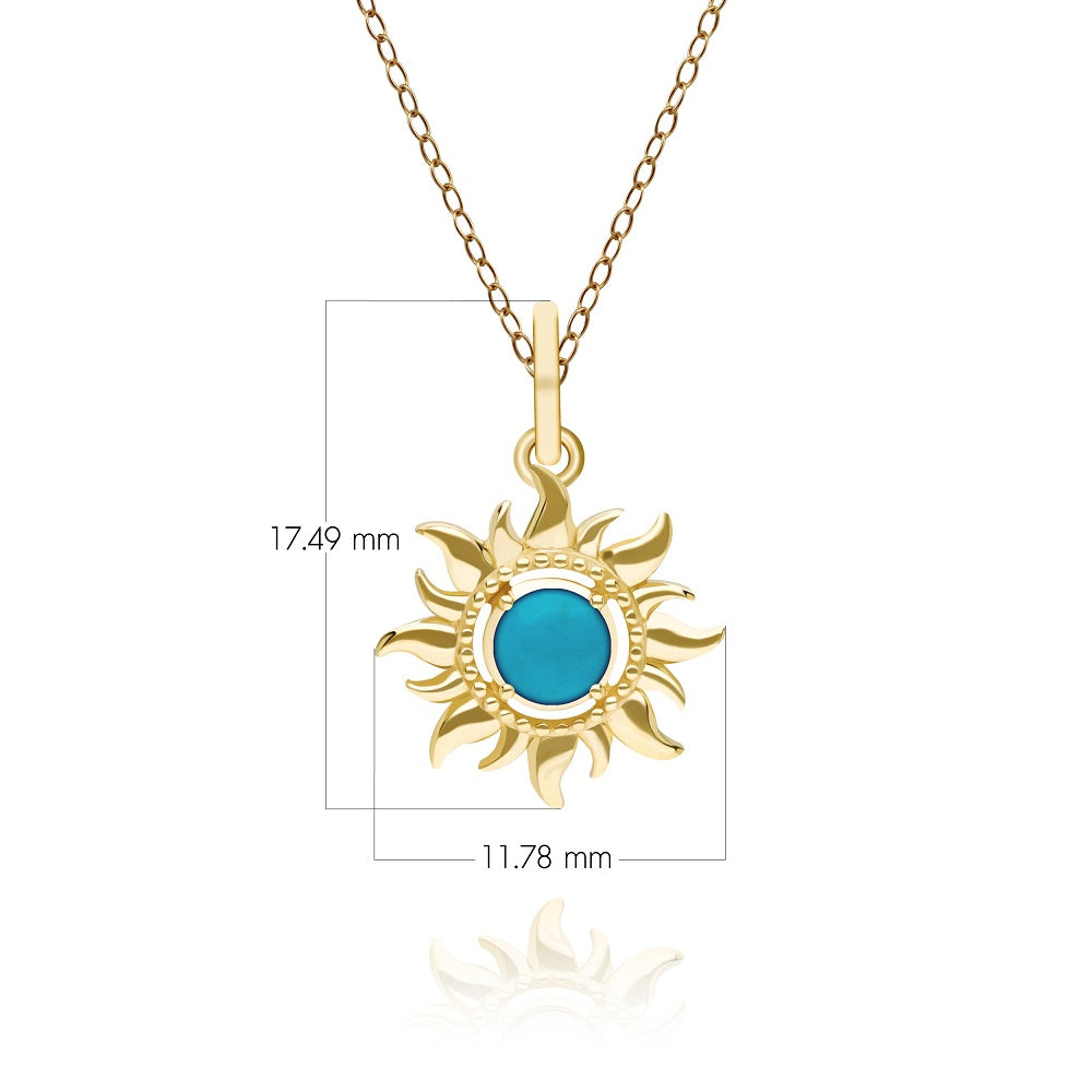Gold Turquoise December Birthstone Sunburst Pendant