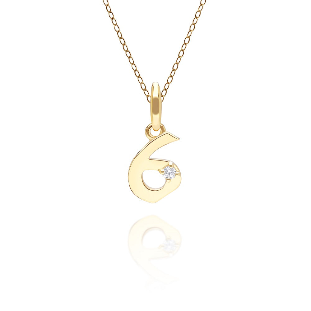 135P2152-01-9K-Gold-Lucky-Number-6-Pendant-with-Diamond