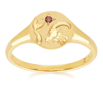 135R2079-01-9K-Garnet-Capricorn-Zodiac-Signet-Ring