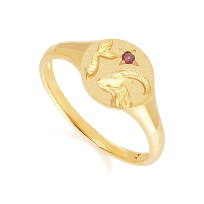 135R2079-01-9K-Garnet-Capricorn-Zodiac-Signet-Ring