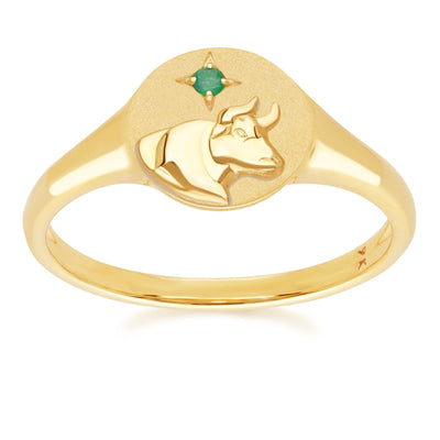 135R2083-01-9K-Emerald-Taurus-Zodiac-Signet-Ring