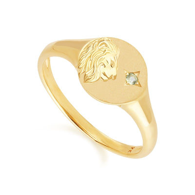 135R2090-01-9K-Peridot-Leo-Zodiac-Signet-Ring