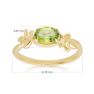 O Leaf 9K Yellow Gold Peridot Ring