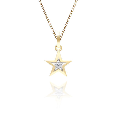 191P0799-01-9K-Gold-Lucky-Symbol-Star-Pendant-with-Diamond