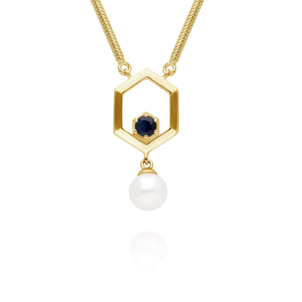 270N0358-01-Silver-Pearl-and-Blue-Sapphire-Hexagon-Drop-Necklace