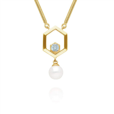 270N0358-06-Silver-Pearl-and-Blue-Topaz-Hexagon-Drop-Necklace