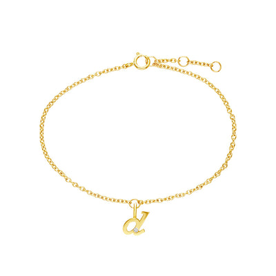 9K Gold  Alphabet D charm with chain bracelet