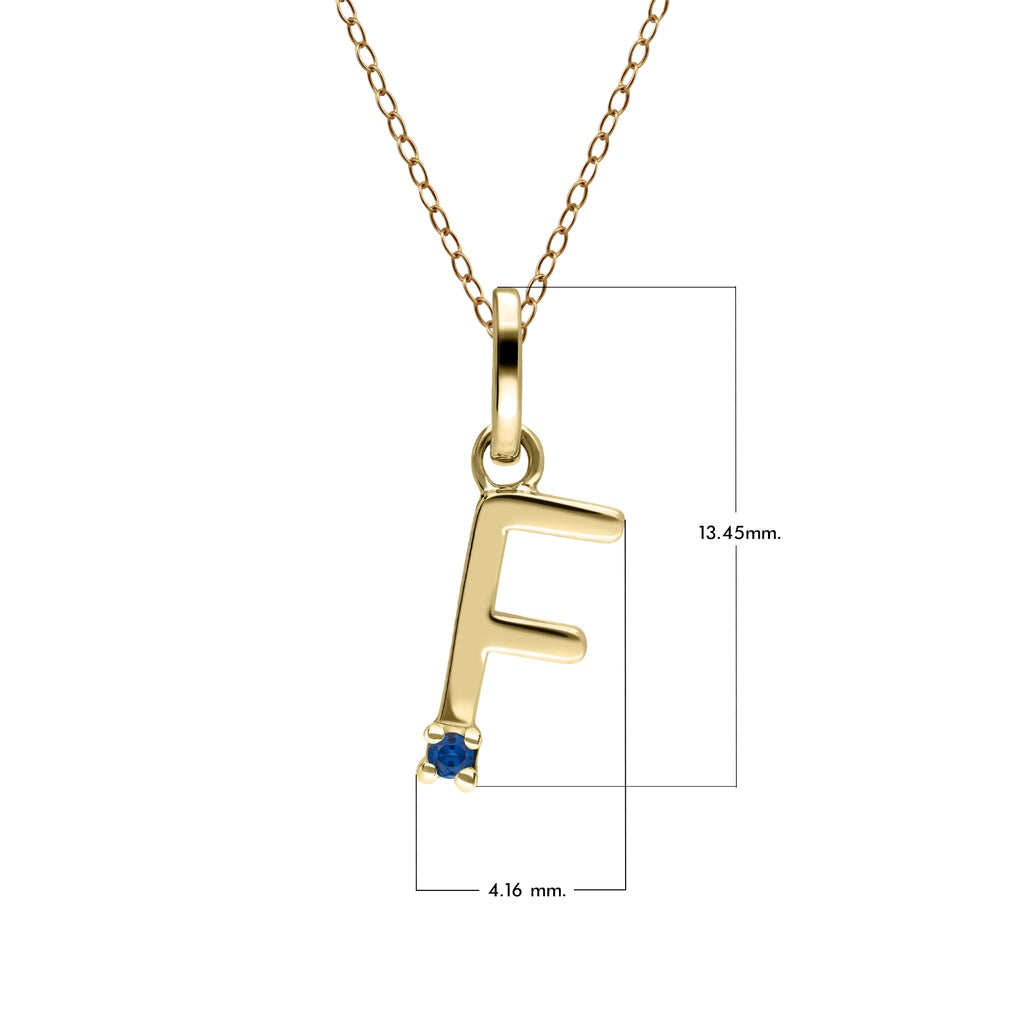 INITIAL LETTER : จี้ทองคำ 9K ตัวอักษร ประดับไพลิน (Blue Sapphire) (ไม่รวมสร้อย)