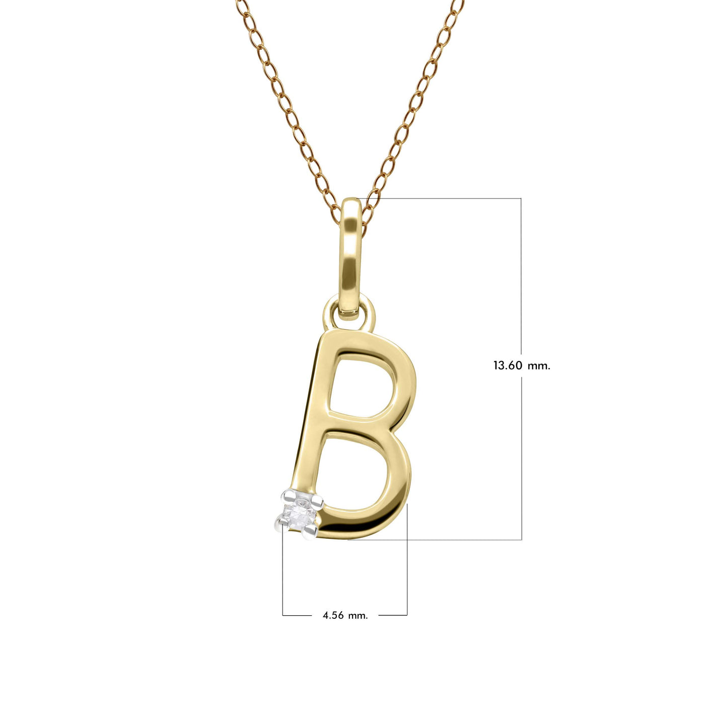 Initial Letter: Pendant In 9K Yellow Gold with Diamond (Chain Sold Separately)