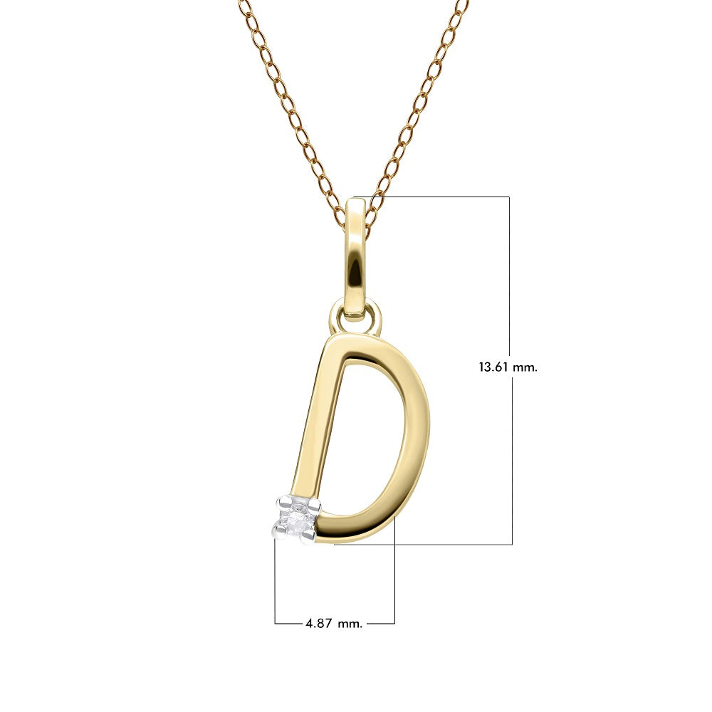 Initial Letter: Pendant In 9K Yellow Gold with Diamond (Chain Sold Separately)