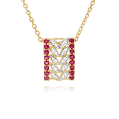 925 Sterling Silver Diamond and Ruby Necklace