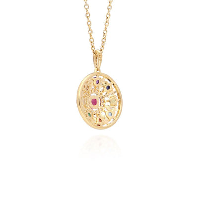 925 Gold Plated Sterling Silver Noppakao Nine Stone Necklace