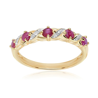 925 Sterling Silver Yellow Gold Plated Ruby Ring