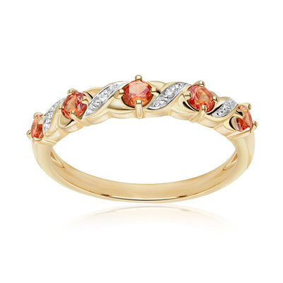 925 Sterling Silver Yellow Gold Plated Orange Sapphire Ring