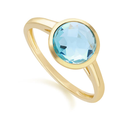 Rainbow Gemstone Swiss Blue Topaz Ring in Silver
