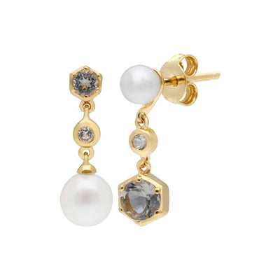 925 Sterling Silver Pearl and Topaz Earrings