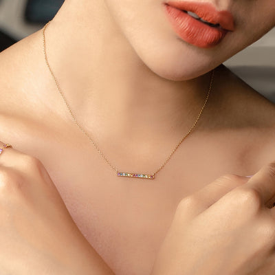 925 Sterling Silver Rainbow Gems Necklace