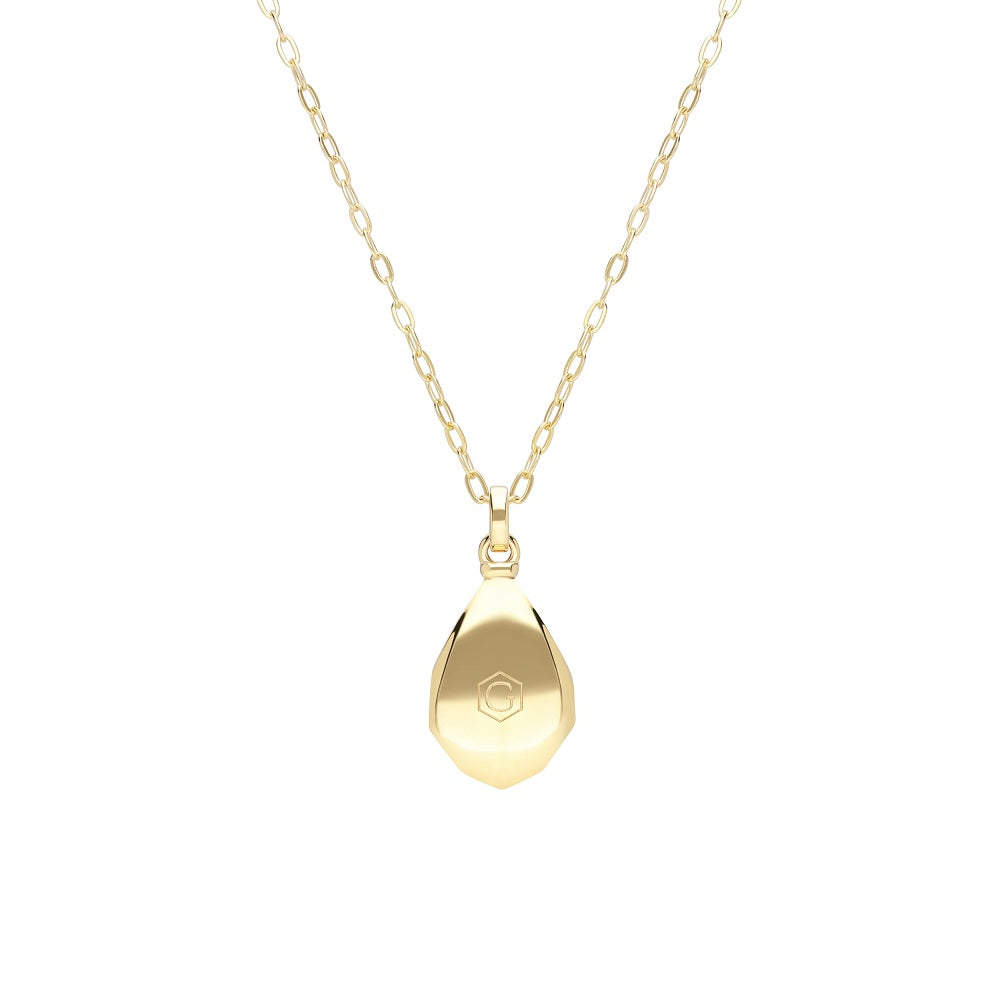 270N0388-03 Silver pear lapis lazuli locket pendant necklace