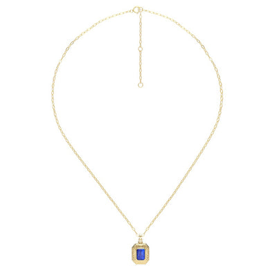 270N0390-03 Silver lapis lazuli octagon locket pendant necklace