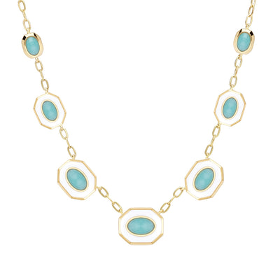 925 Sterling Silver Enamel and Amazonite Necklace