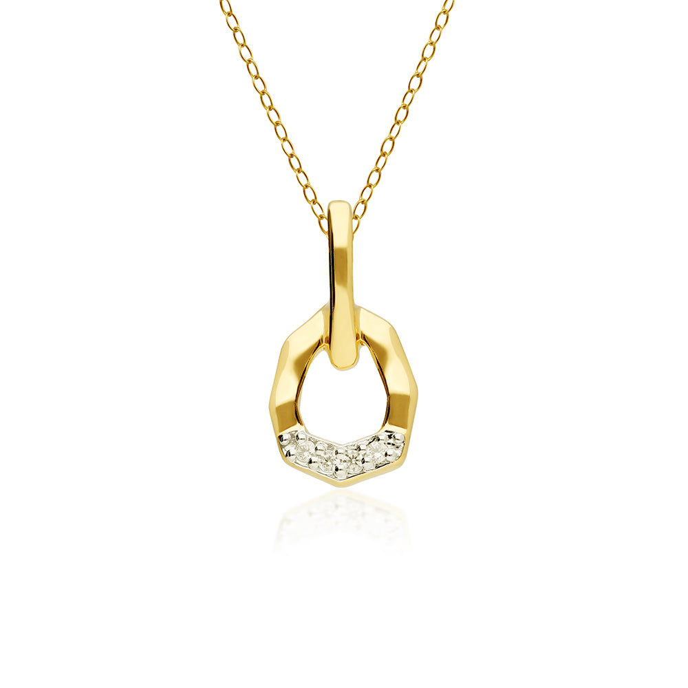 9K Yellow Gold Diamond Asymmetrical Pendant (Chain sold separately) 191P0734-02