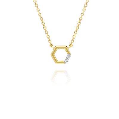 9K Yellow Gold Diamond Hexagon Necklace 191N0226-02